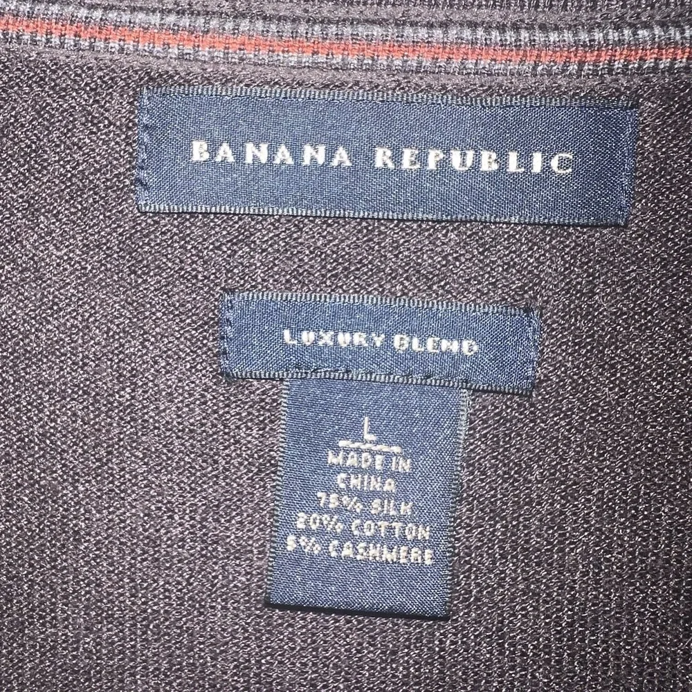 Banana Republic‎ Sweater Men's Sz L Brown Cashmere Silk Luxury Blend V Neck